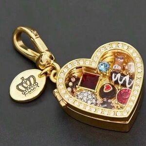 Juicy Couture Gold Heart Charm with Multicolor Stones
